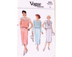 9252 VOGUE BLOUSON PULLOVER DRESS LENGTHS 1985 PATTERN UNCUT 14 36"